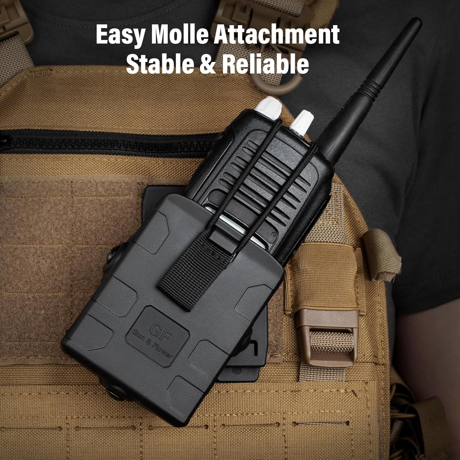 Gun & Flower Molle – Durable Black for Radios, Secure Fit, Easy Attachment for Outdoor, Tactical, and Work Use GUN & FLOWER