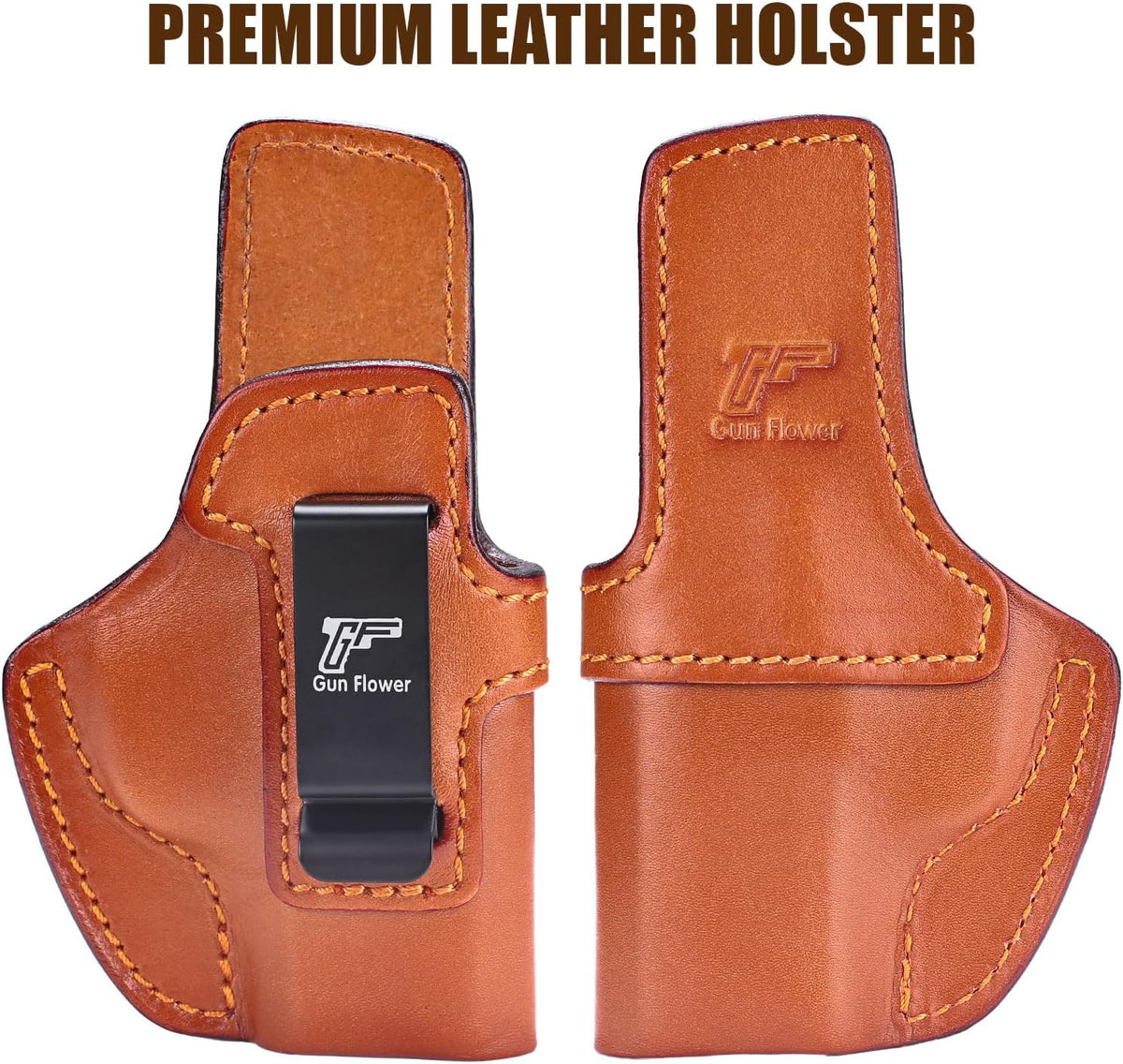 GUN & FLOWER SIG Sauer P365 IWB Leather Holster - Premium Brown Leather, Optic Cut & Appendix Concealed Carry, Fits 1.5"-1.75" Belts, Right Hand for P365/P365X/P365 SAS/P365-380 - Polymerholster