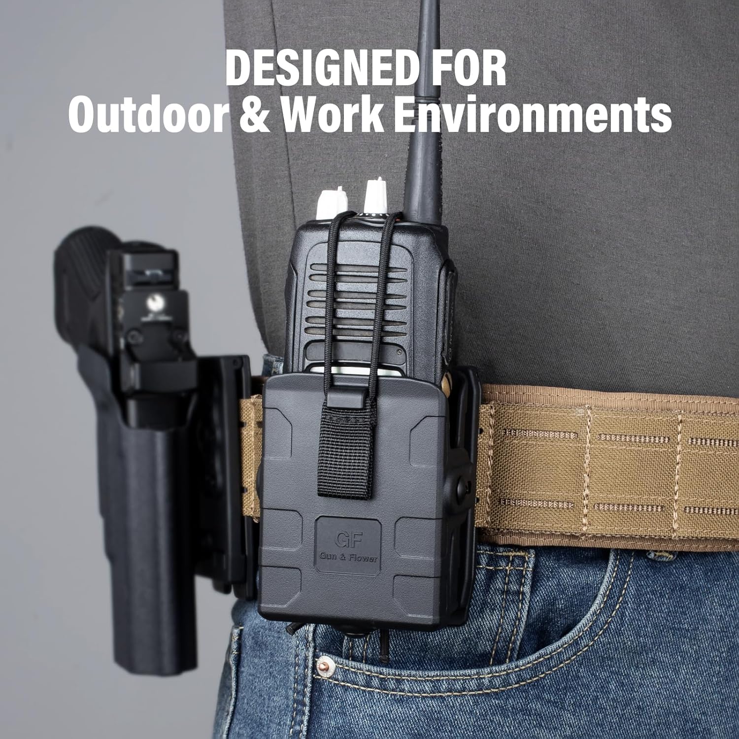 Gun & Flower Molle – Durable Black for Radios, Secure Fit, Easy Attachment for Outdoor, Tactical, and Work Use GUN & FLOWER