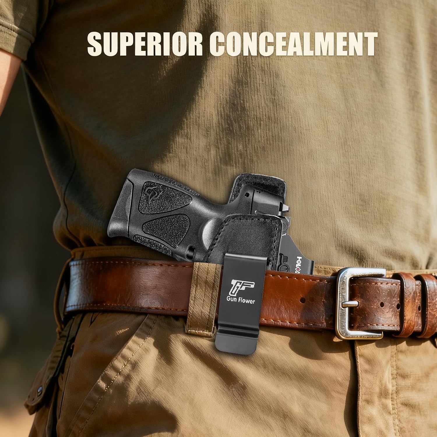 GUN & FLOWER Taurus G3C/G2C IWB Leather Holster - Premium Leather, Optic Cut & Appendix Concealed Carry, Fits 1.5"-1.75" Belts, Right Hand for G3C Toro/TX22 Compact/PT111/PT140 G2 GUN & FLOWER