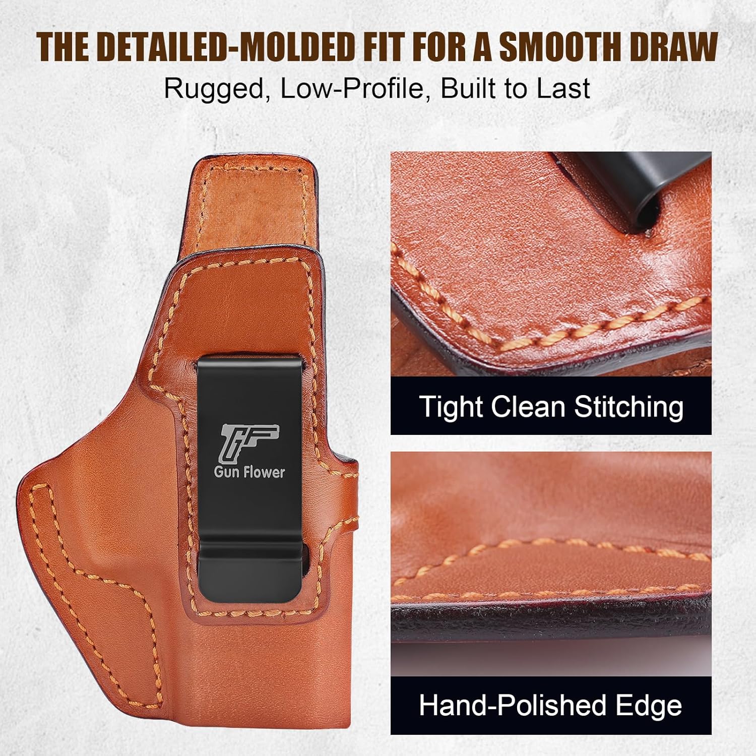 GUN & FLOWER Taurus G3C/G2C IWB Leather Holster - Premium Leather, Optic Cut & Appendix Concealed Carry, Fits 1.5"-1.75" Belts, Right Hand for G3C Toro/TX22 Compact/PT111/PT140 G2 GUN & FLOWER