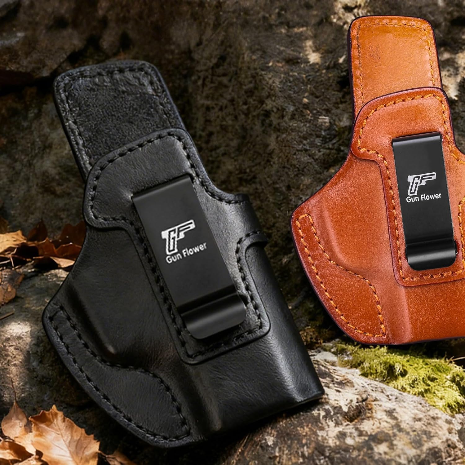 SIG Sauer P365 IWB Leather Holster - Premium Black Leather, Optic Cut & Appendix Concealed Carry, Fits 1.5"-1.75" Belts, Right Hand for P365/P365X/P365 SAS/P365-380 GUN & FLOWER