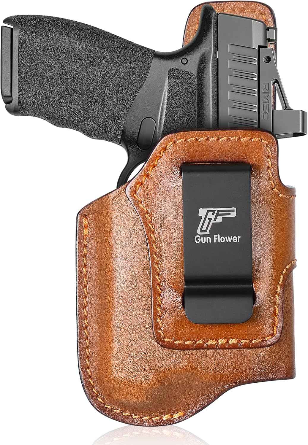 Hellcat Pro IWB Brown Leather Holster w/Olight Baldr S / Baldr Mini / RL Mini - Light-Bearing Optic Cut, Fits Hellcat Pro OSP / Comp / Threaded, 1.5"-1.75" Belts, Right Hand