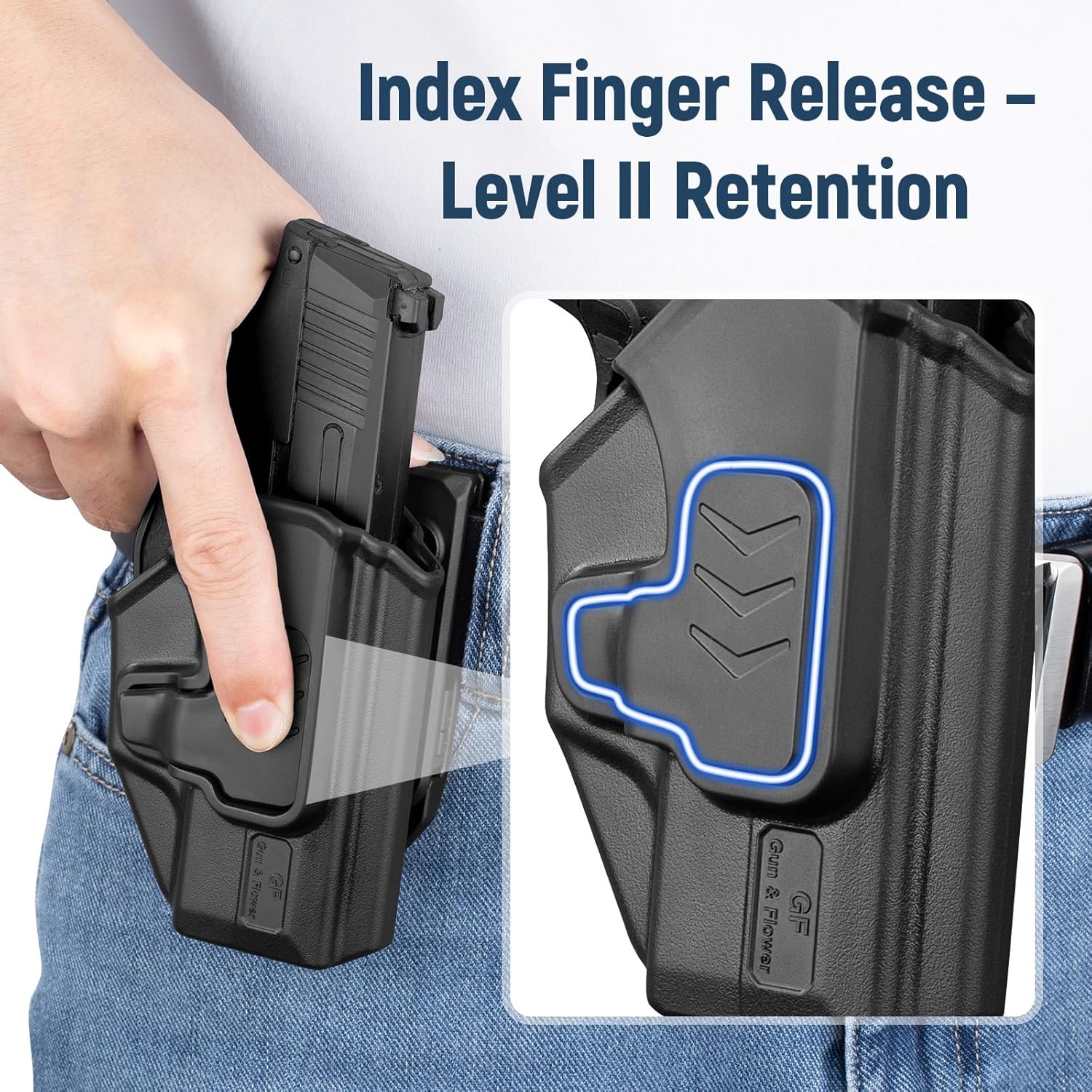 Gun & Flower Belt Clip Holster, OWB Holster for Sig Sauer P365 / P365X / P365 SAS / P365 .380, Index Finger Release, Adjustable Cant, Outside Waistband Carry, Not for XL or XMacro polymerholster