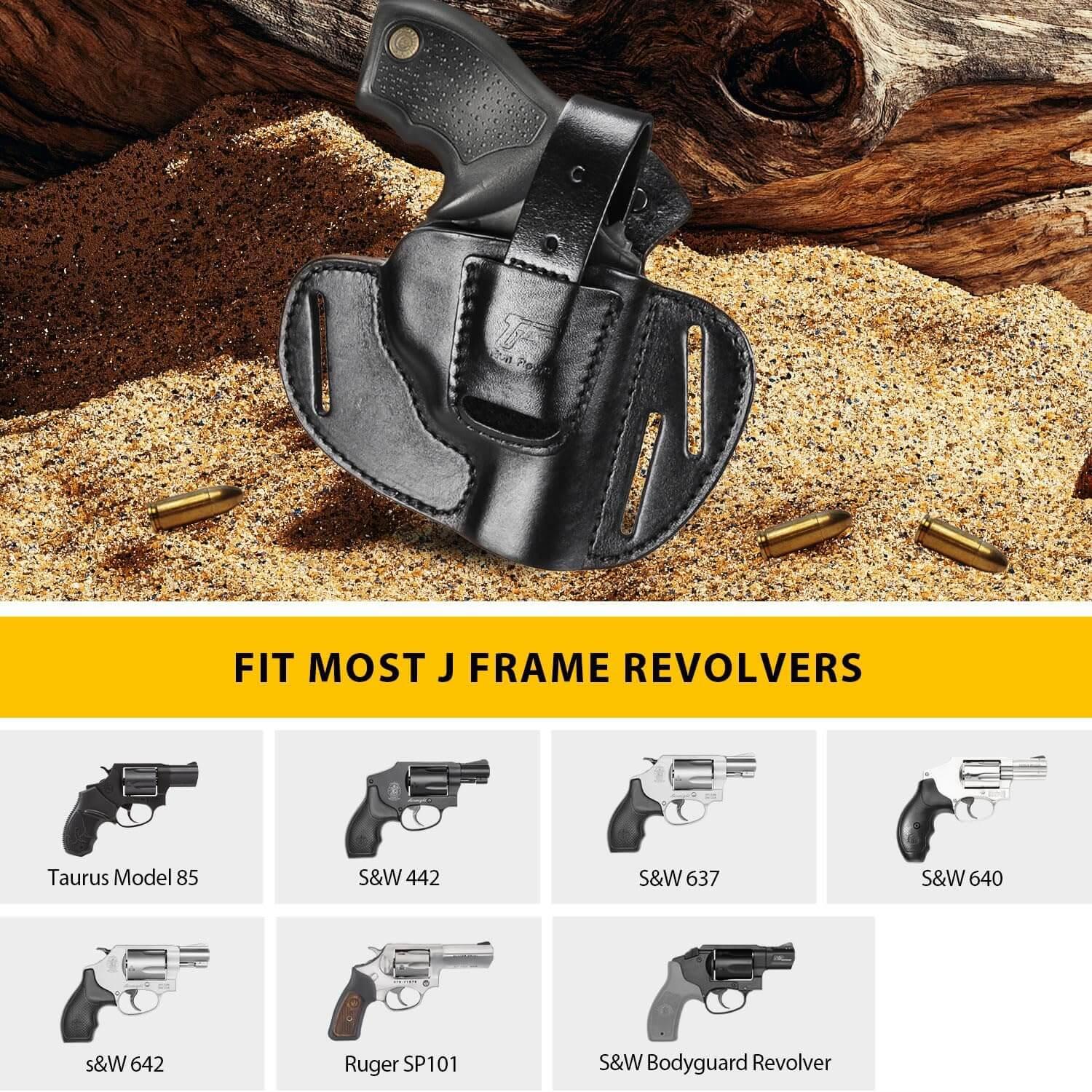 Leather Holster for J-Frame & .38 Special Snub Nose Revolvers Gun & Flower
