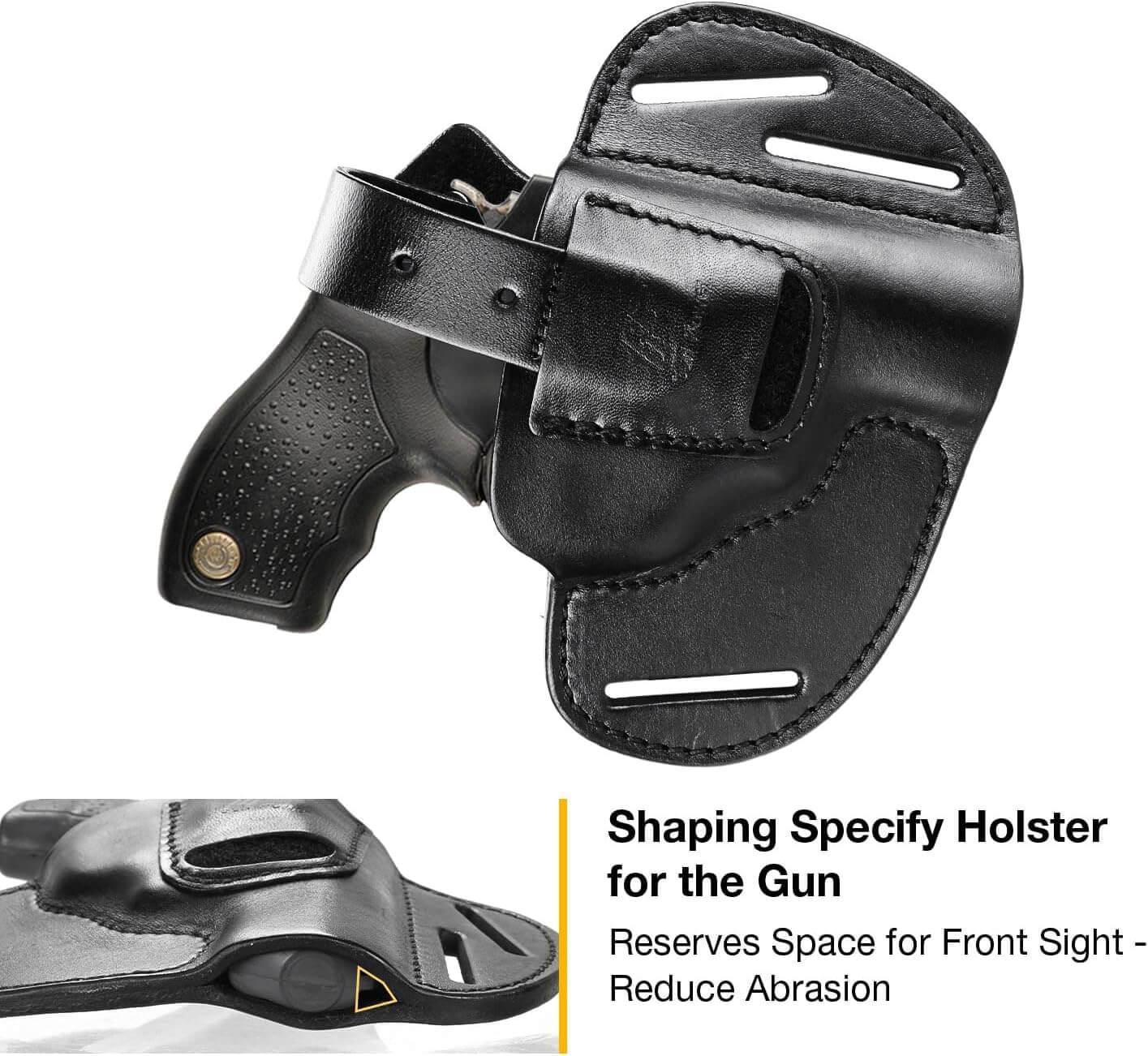 Leather Holster for J-Frame & .38 Special Snub Nose Revolvers Gun & Flower