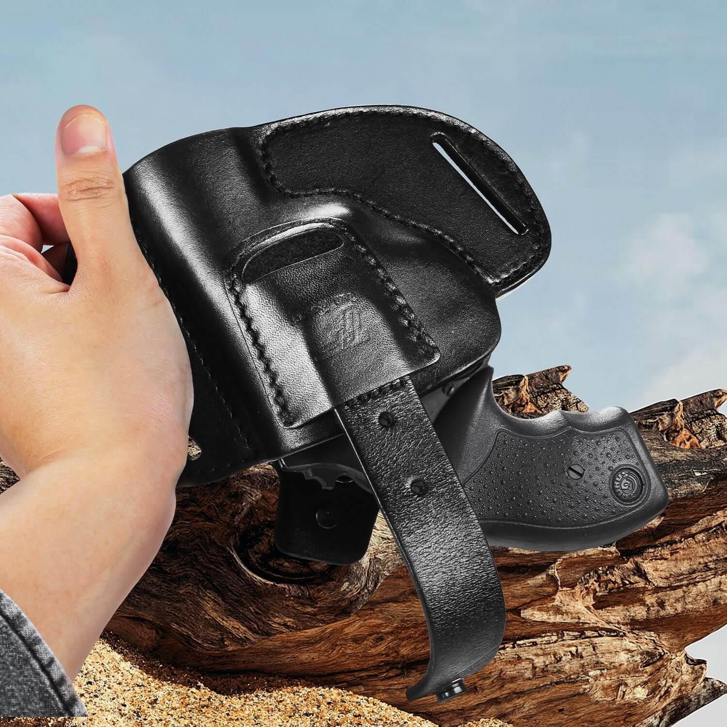Leather Holster for J-Frame & .38 Special Snub Nose Revolvers Gun & Flower