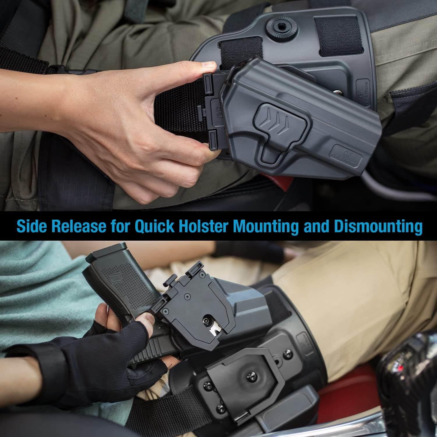 Drop Leg Platform w/ Level 2 OWB Holster, Fit Sig P320 Compact 9mm/.40, Sig P320 Subcompact 9mm/.40, Sig P320 M18 Carry 3.9'', P320 X-Carry / XCompact, Right Hand | Gun & Flower Gun & Flower