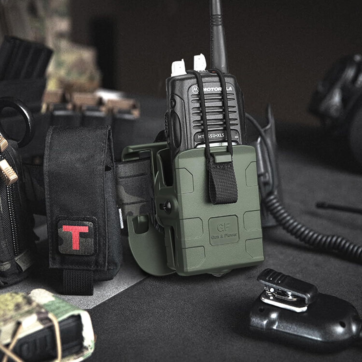 Gun & Flower Universal Tactical Radio Holster for Two-Way Walkie Talkies, Radio Pouch for Motorola, Kenwood, HYTERA Many Types, Accessories, Adjustable Storage with 1 Pack GUN & FLOWER