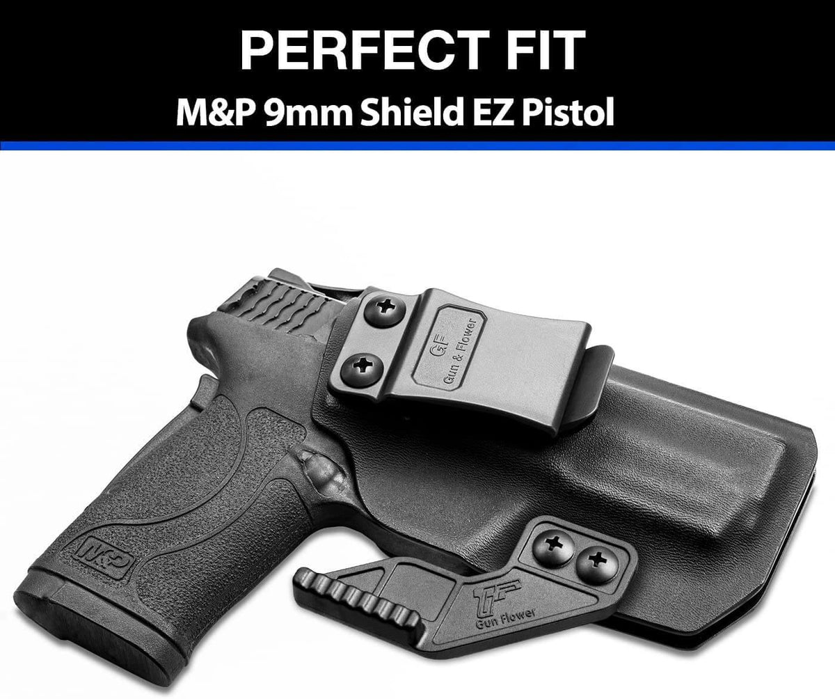 S&W M&P Shield 9mm EZ IWB Kydex Holsters with Claw Adj. Retention | Right Hand Gun & Flower