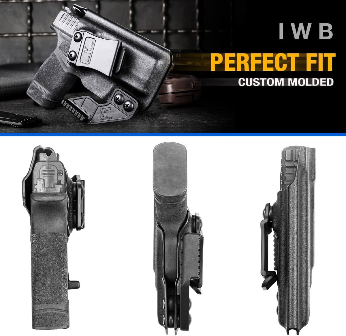 Springfield Hellcat 3" Micro-Compact IWB Kydex Holsters with Claw Adj. Retention | Right Hand Gun & Flower