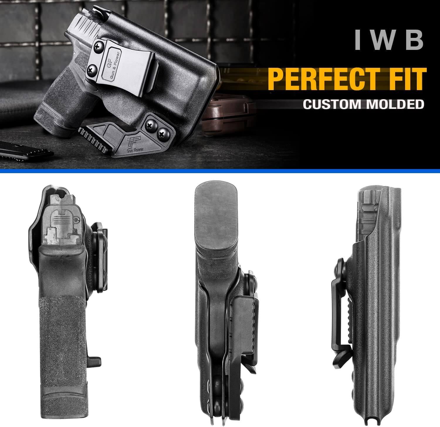 Springfield Hellcat 3" Micro-Compact IWB Kydex Holsters with Claw Adj. Retention | Right Hand Gun & Flower