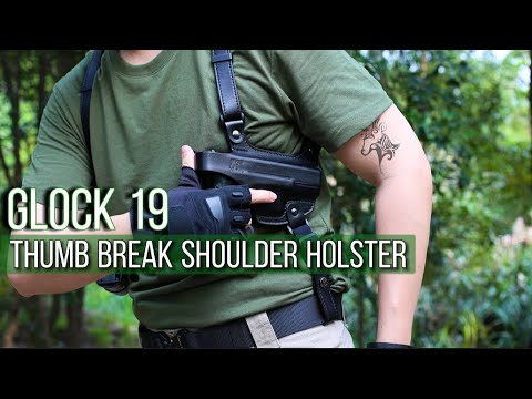 Handmade Full Grain Leather Strap with US Kydex Hybrid Shoulder Holster for Glock G17 Gen3-5  G19 Gen3-5  G19X  G22 Gen5  G23 Gen3-5  G26 Gen3-5  G32 Gen3-4  G34 Gen3-5  G44  G45  & 9mm/.40 Double-Stack Mag