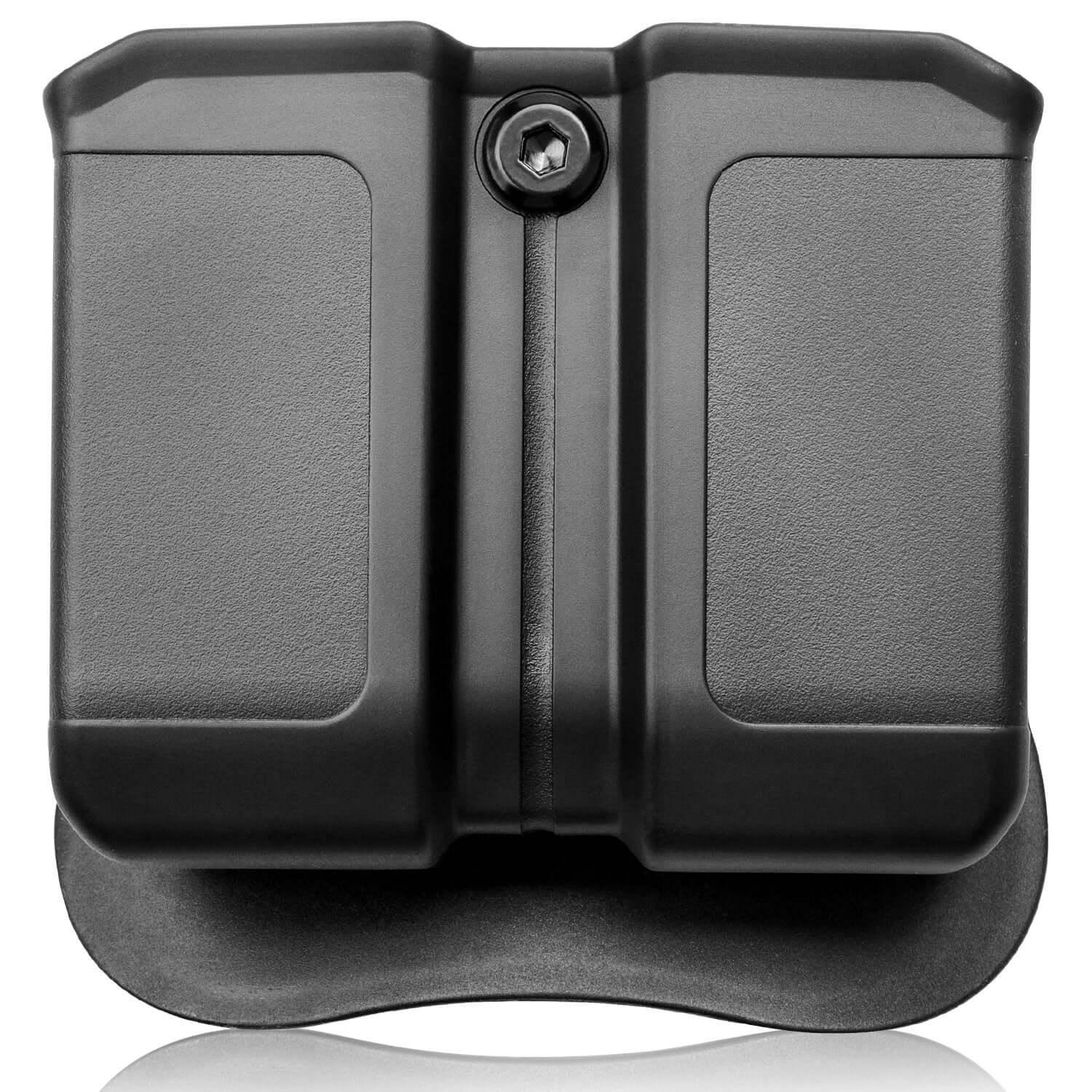Universal Double Stack Mag Pouch Holster for 9mm/.40 with Paddle & Molle Adapter Gun & Flower