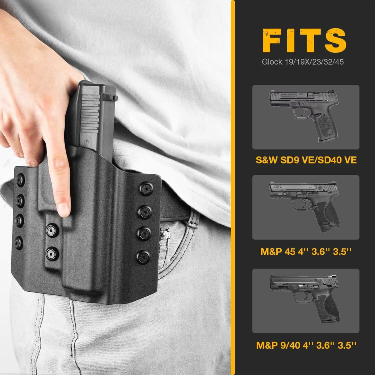 OWB Kydex Holster for M&P 9/40/45 4'' 3.6'' 3.5'' Barrel Model and S&W SD9 VE/SD40 VE - Right Hand | Gun & Flower - Polymerholster