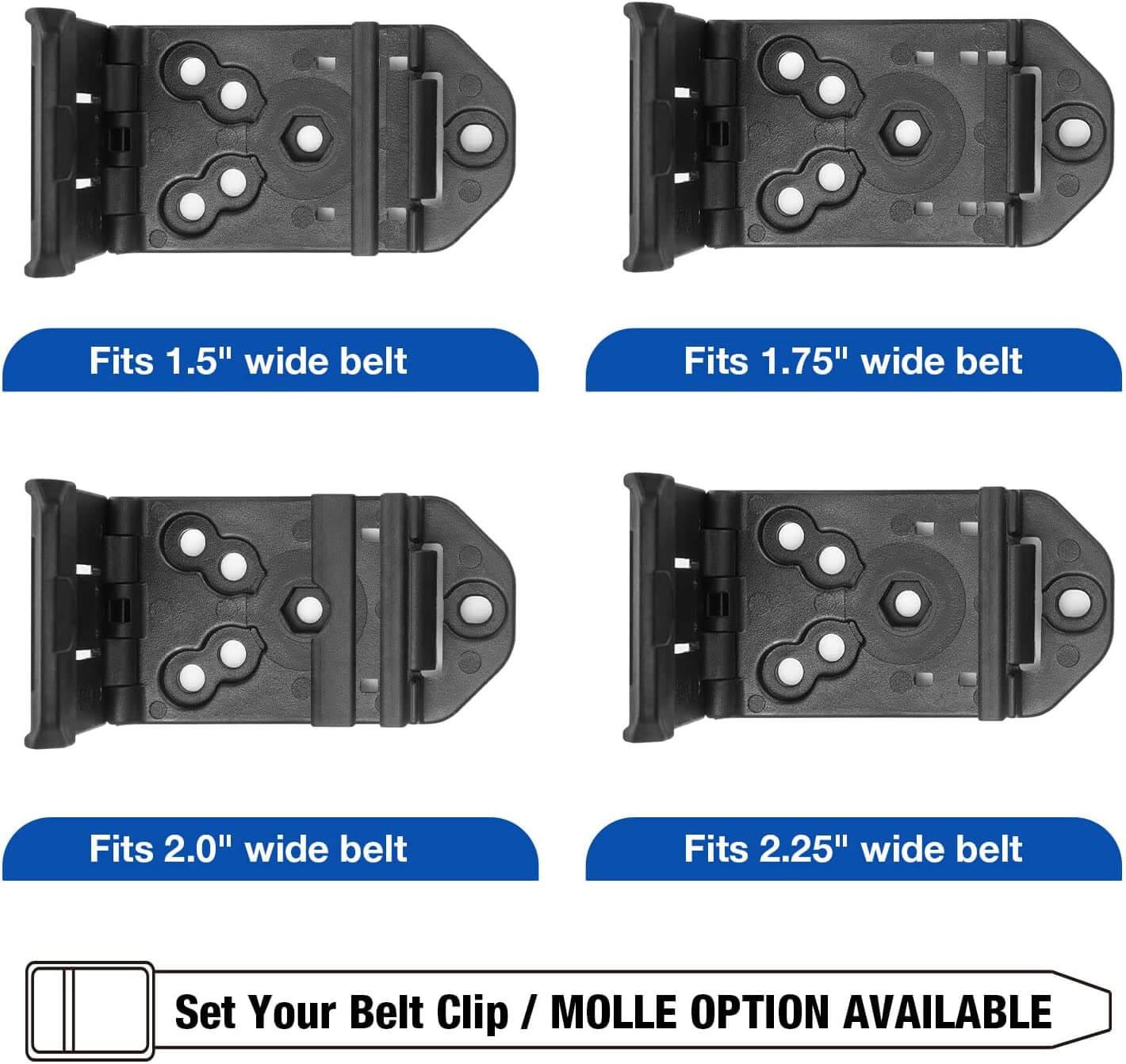 Universal OWB Double Magazine Holder,Fits Double Stack 9mm .40 /10mm .45 Magazine, Fit 1.5 1.75 2.0 2.25'' Belt,MOLLE Optional Gun & Flower