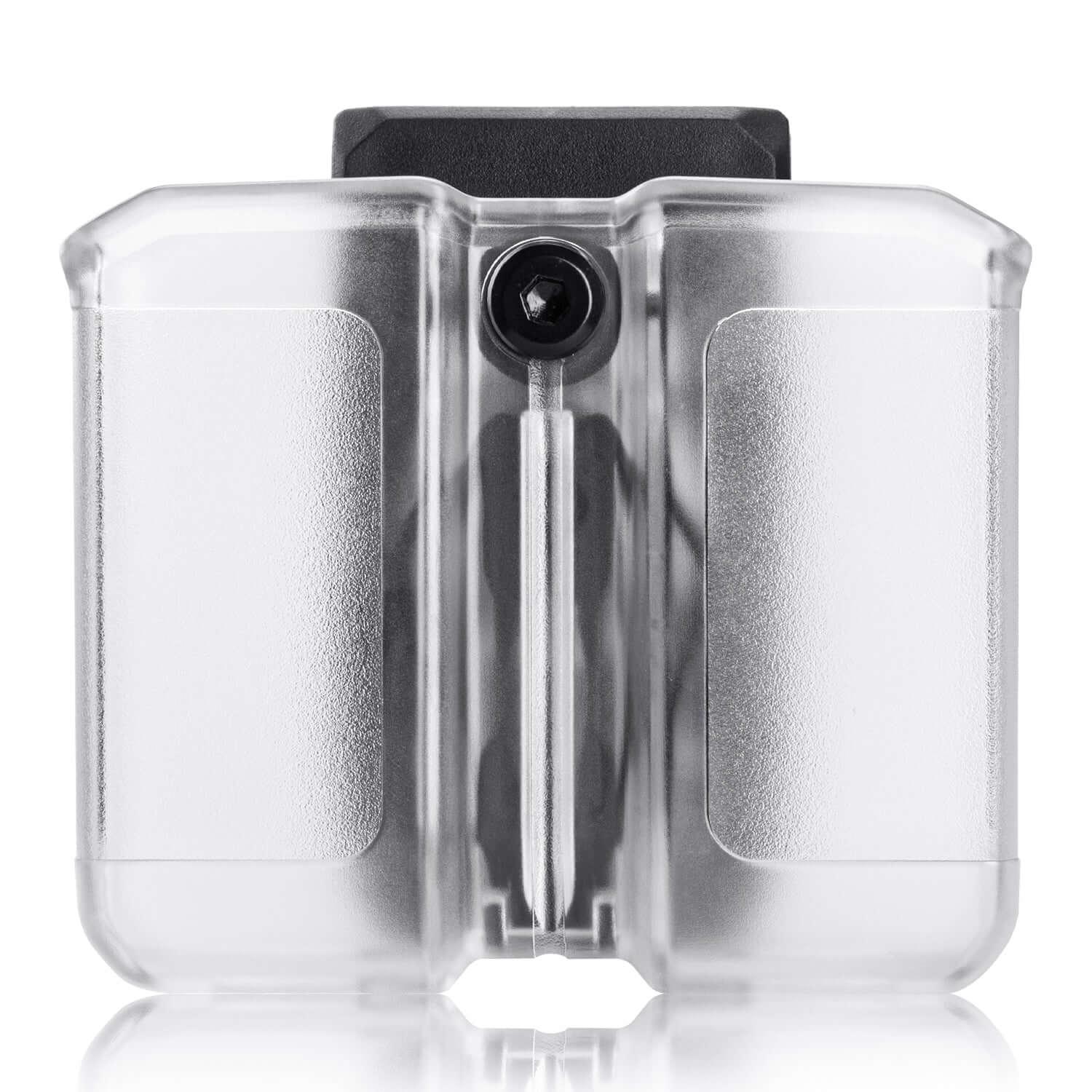 Universal Frosted Clear Double Magazine Pouch 9mm .40 Double Stack Mag Holder Mag Holster with 1.5''-2'' Belt Clip | Gun & Flower Gun & Flower