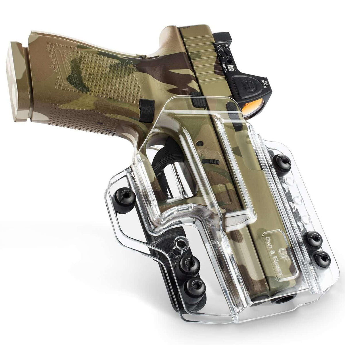Transparent Clear IWB & OWB Convertable Polymer Holster for Glock 43 43X  | Gun & Flower Gun & Flower