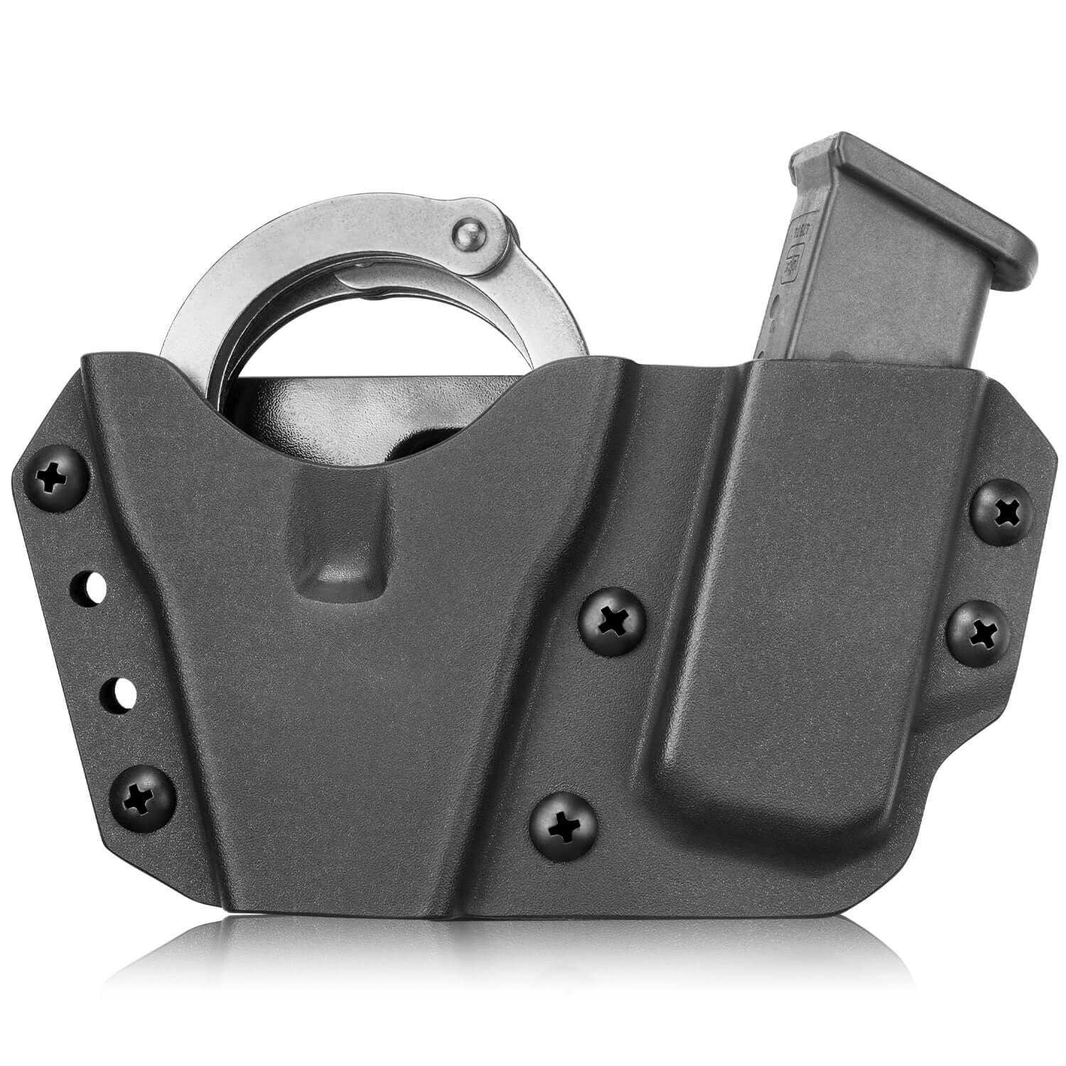 Kydex Handcuff & 9/.40 Double Stack Mag Holder Combo Gun & Flower