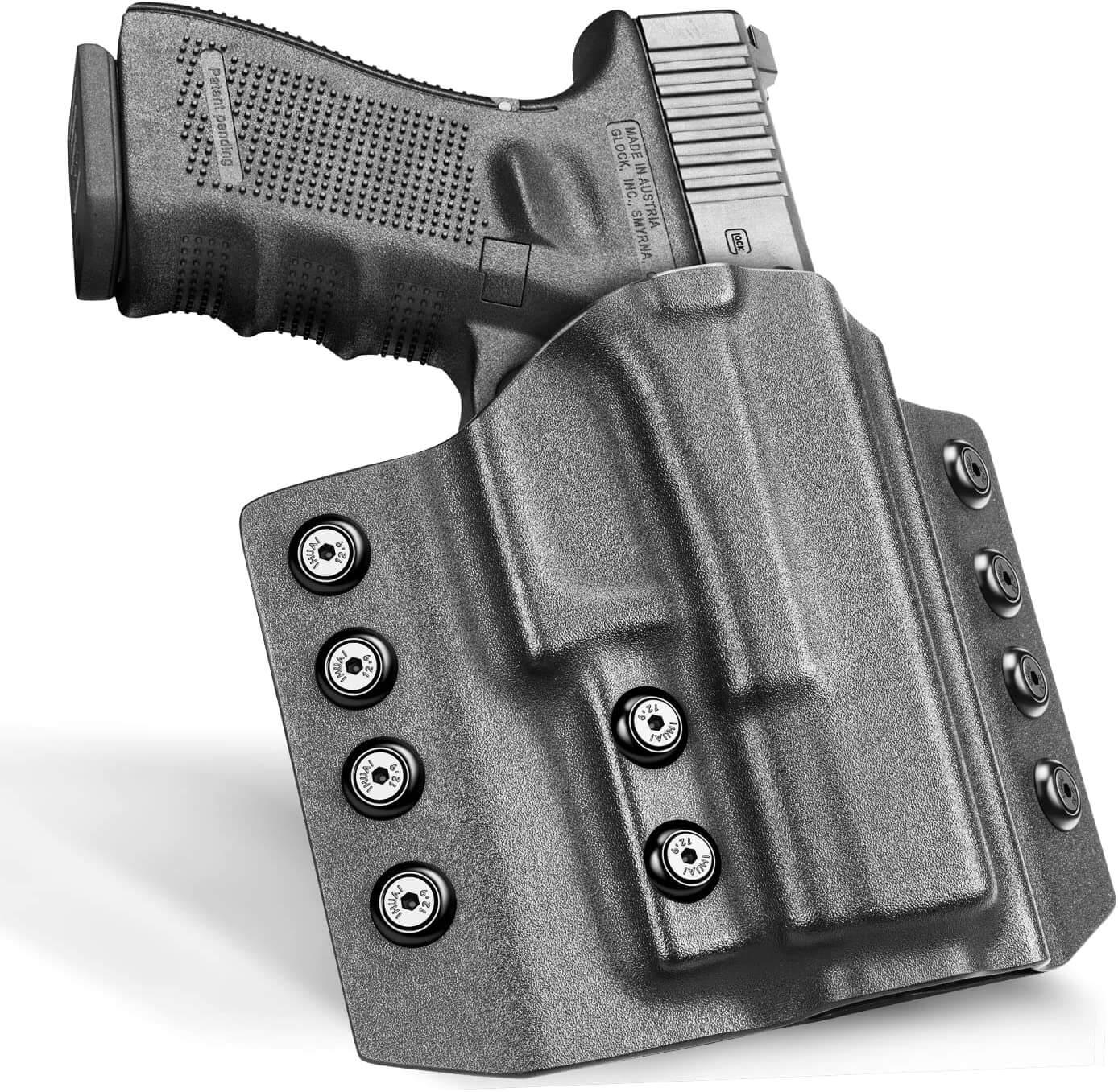 OWB Kydex Holster for Glock G19 Gen3-5 G19X G19 Gen4 MOS G19 Gen5 MOS G23 Gen3-4 G26 Gen3-5 G26 Gen5 MOS G32 Gen3-4 G44 G45 G45 MOS Adjustable Retention - Right Hand | Gun & Flower Gun & Flower
