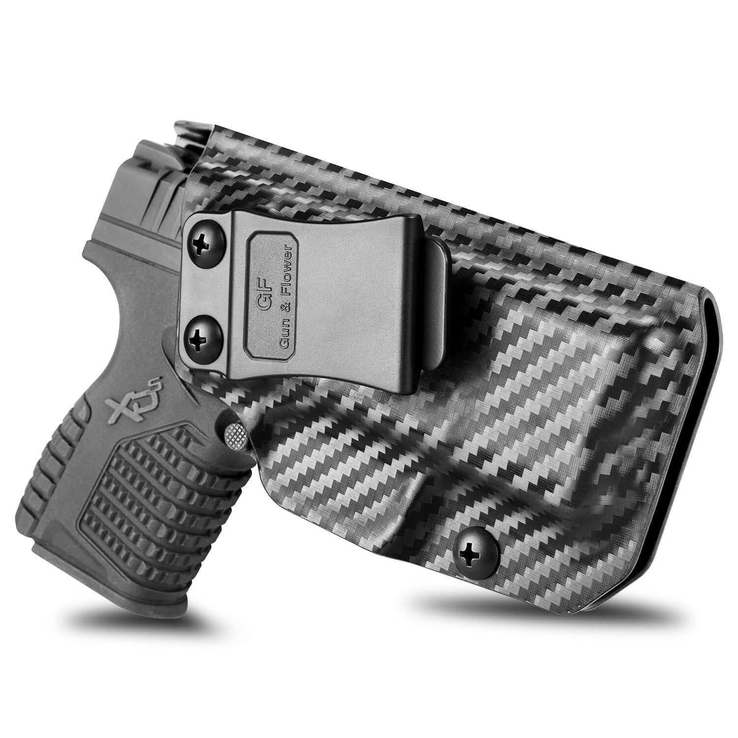 Carbon Fiber Kydex IWB Holster for Springfield XD-S XDS 3.3" 9mm/.40S&W/.45 ACP Appendix Cross Draw Concealed Carry Belt Clip , Right Hand | Gun & Flower Gun & Flower