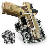 IWB&OWB Convertible Clear Holster with Cool Skull Printing for  Glock 17/19/22/23/31/32/45 Gun & Flower