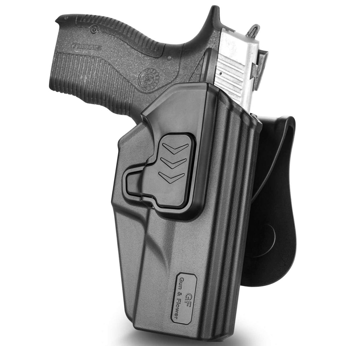 Taurus PT-840 PT840 Level II Retention Index Finger Release OWB Paddle Holster Outside Waistband Pants Trigger Guard | Gun & Flower - Polymerholster