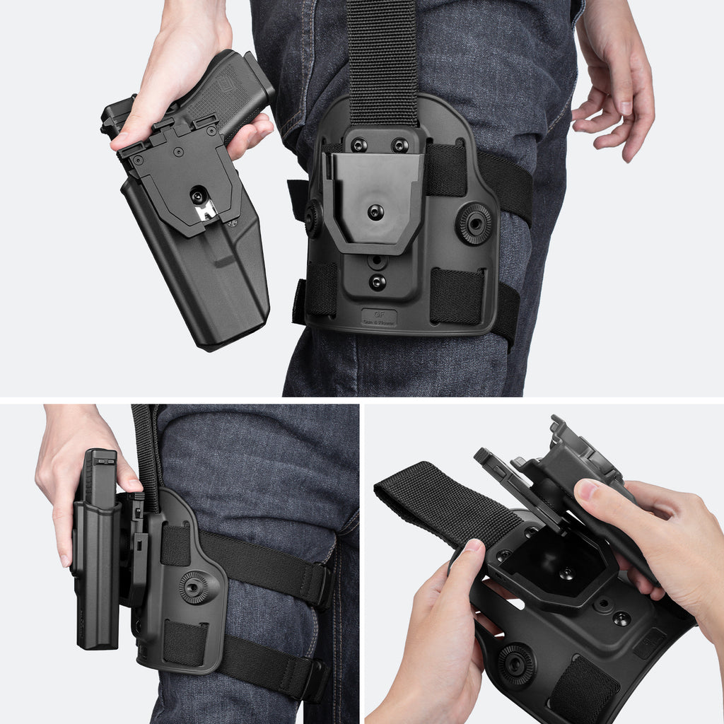 Adjustable extended thigh strap for drop leg holsters