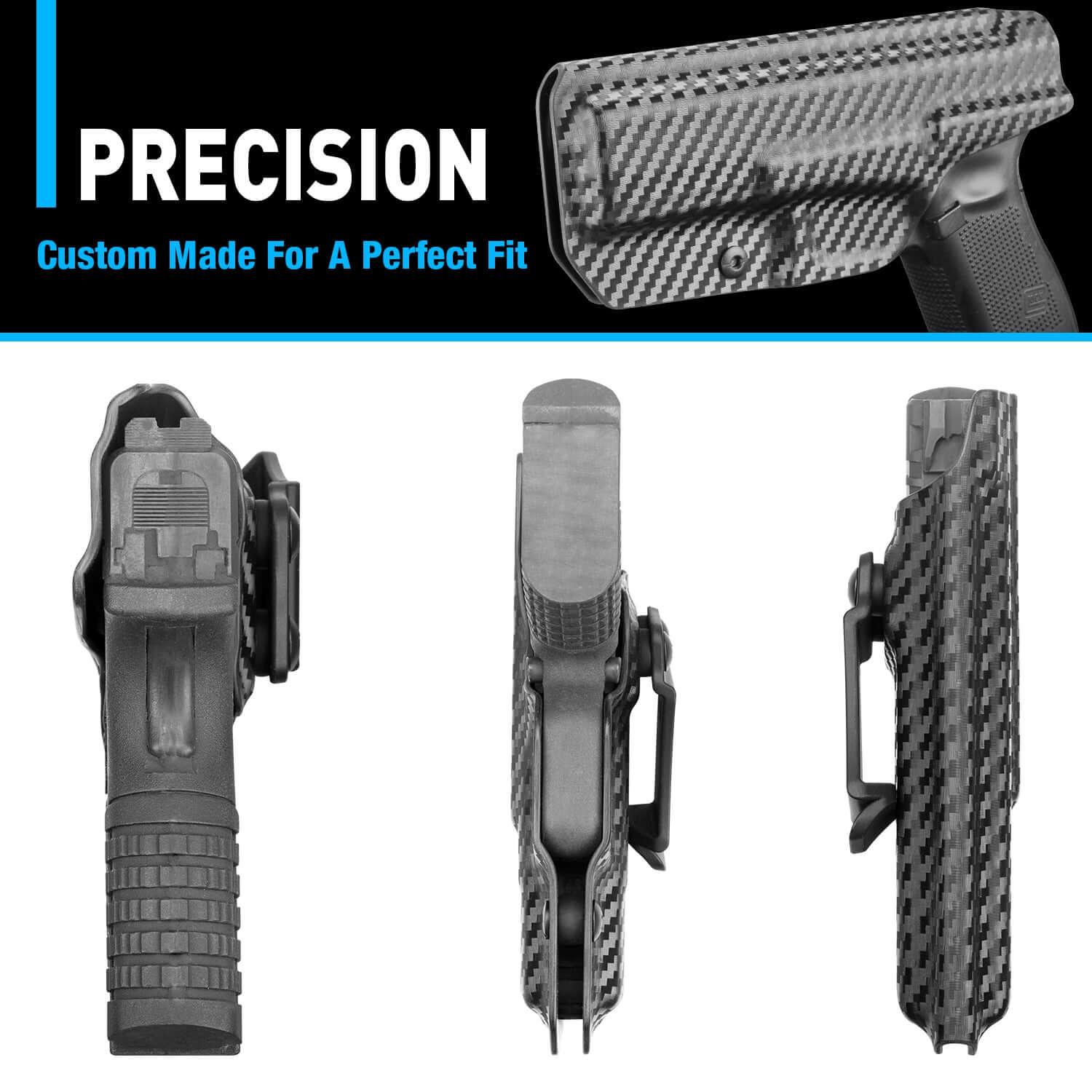 Carbon Fiber Kydex IWB Holster for Springfield XD-S XDS 3.3" 9mm/.40S&W/.45 ACP Appendix Cross Draw Concealed Carry Belt Clip , Right Hand | Gun & Flower Gun & Flower