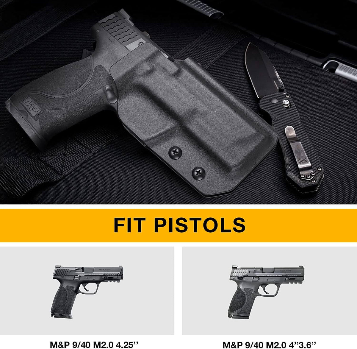 OWB Kydex Holster Red Dot/Optics for S&W M&P 9MM/.40 M2.0 4.25’’, M&P 9MM/.40 M2.0 4’’3.6’’,  Fits 1.5’’, 1.75’’, 2.0’’, 2.25'' belt Gun & Flower