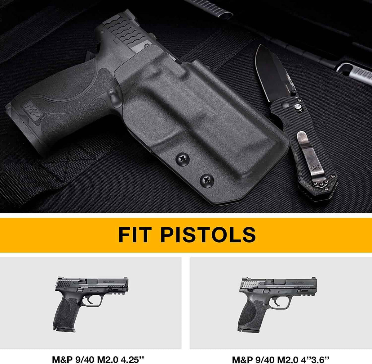 OWB Kydex Holster Red Dot/Optics for S&W M&P 9MM/.40 M2.0 4.25’’, M&P 9MM/.40 M2.0 4’’3.6’’, Fits 1.5’’, 1.75’’, 2.0’’, 2.25'' belt