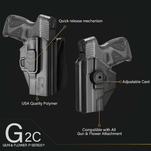 Taurus G2C Taurus G3C Taurus G3C TORO Taurus PT111 Millennium G2 Taurus PT140 Millennium G2 OWB Polymer Holster With 1 pcs Paddle and 1 pcs Molle Attachment Adapters | Gun & Flower Gun & Flower