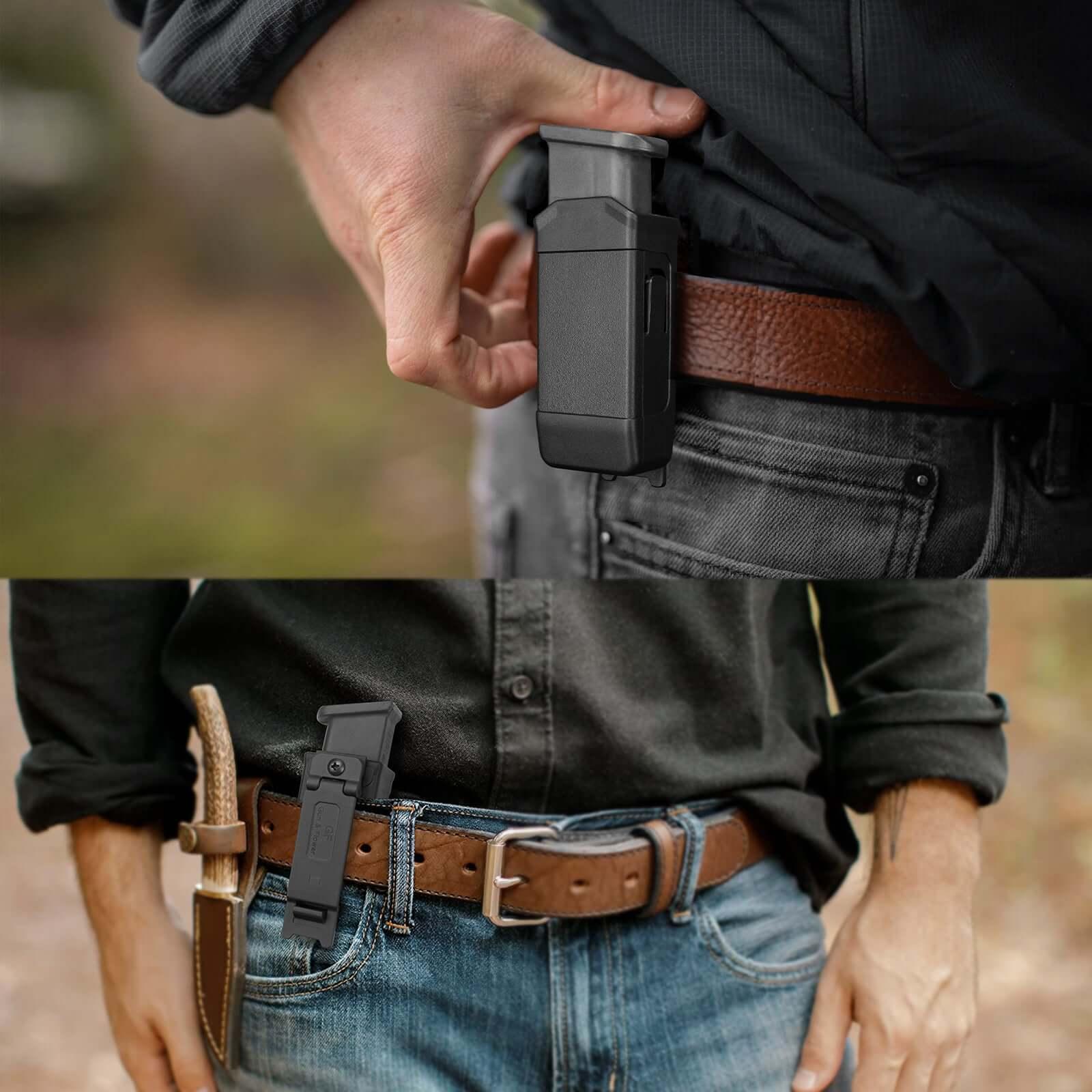 Polymer Universal 9mm/.40 Double Stack Mag Holster Magazine Holder Inside and Outside Carry Mag Pouch Gun & Flower