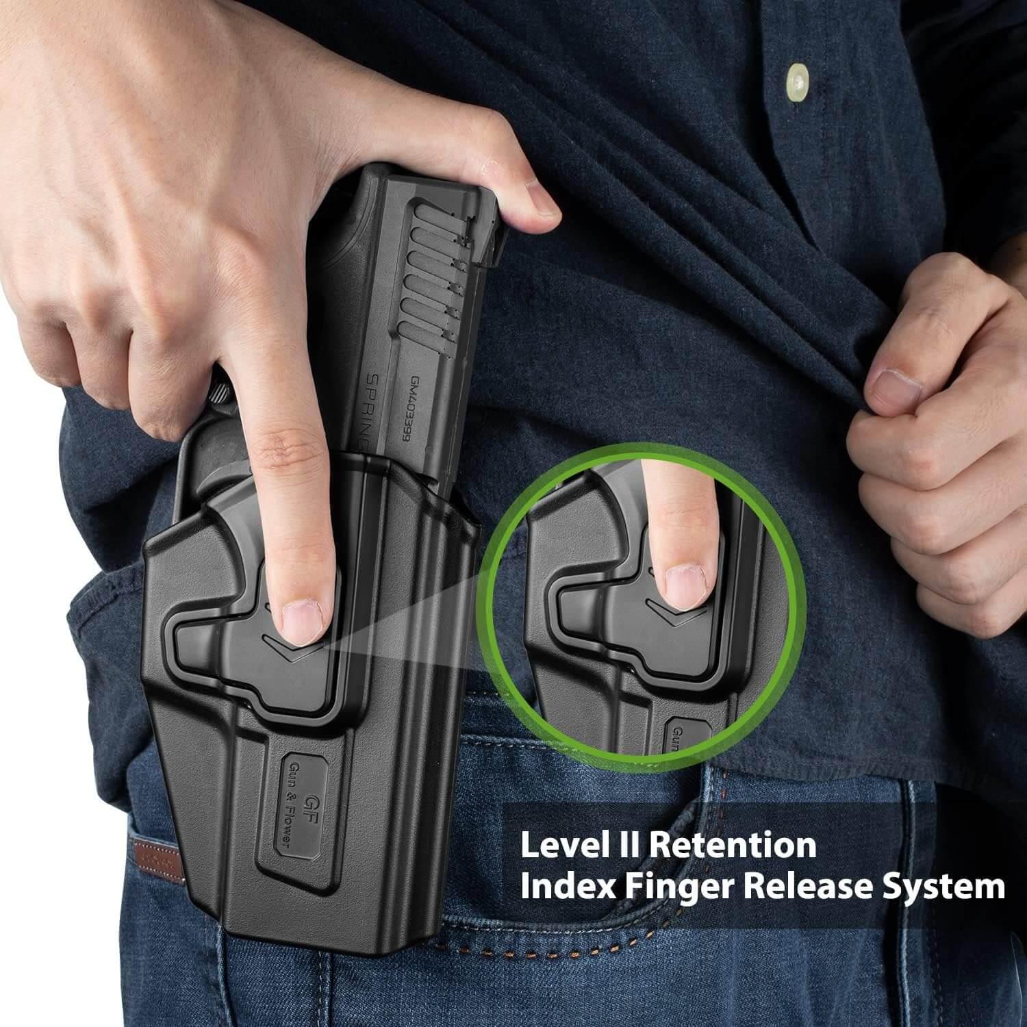 OWB Paddle Holster Index Finger Release for Smith & Wesson Bodyguard 380 Right Hand Gun & Flower