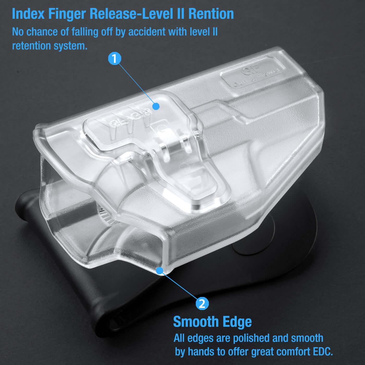 Frosted Clear Level II Retention OWB Paddle Holster for Glock 19 19X 32 45(Gen 3 4 5)丨Glock 23(Gen 3 4) Optics Ready,Right Hand | Gun & Flower Gun & Flower