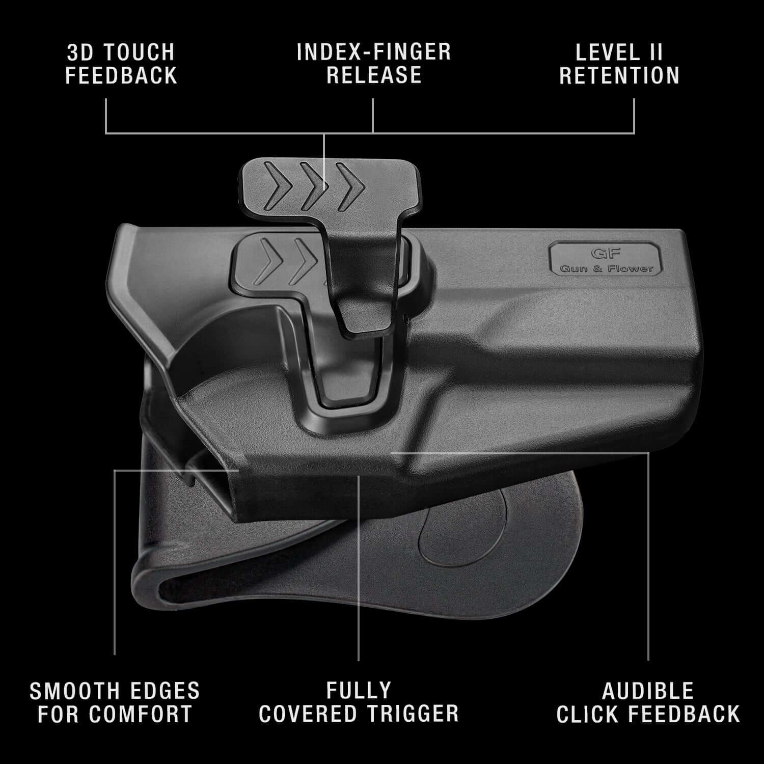 Polymer OWB Holster for Taurus G2C Taurus G3C Taurus G3C TORO Taurus PT111 Millennium G2 Taurus PT140 Millennium G2 with 1 pcs Paddle and 1 Pcs Belt Clip Gun & Flower