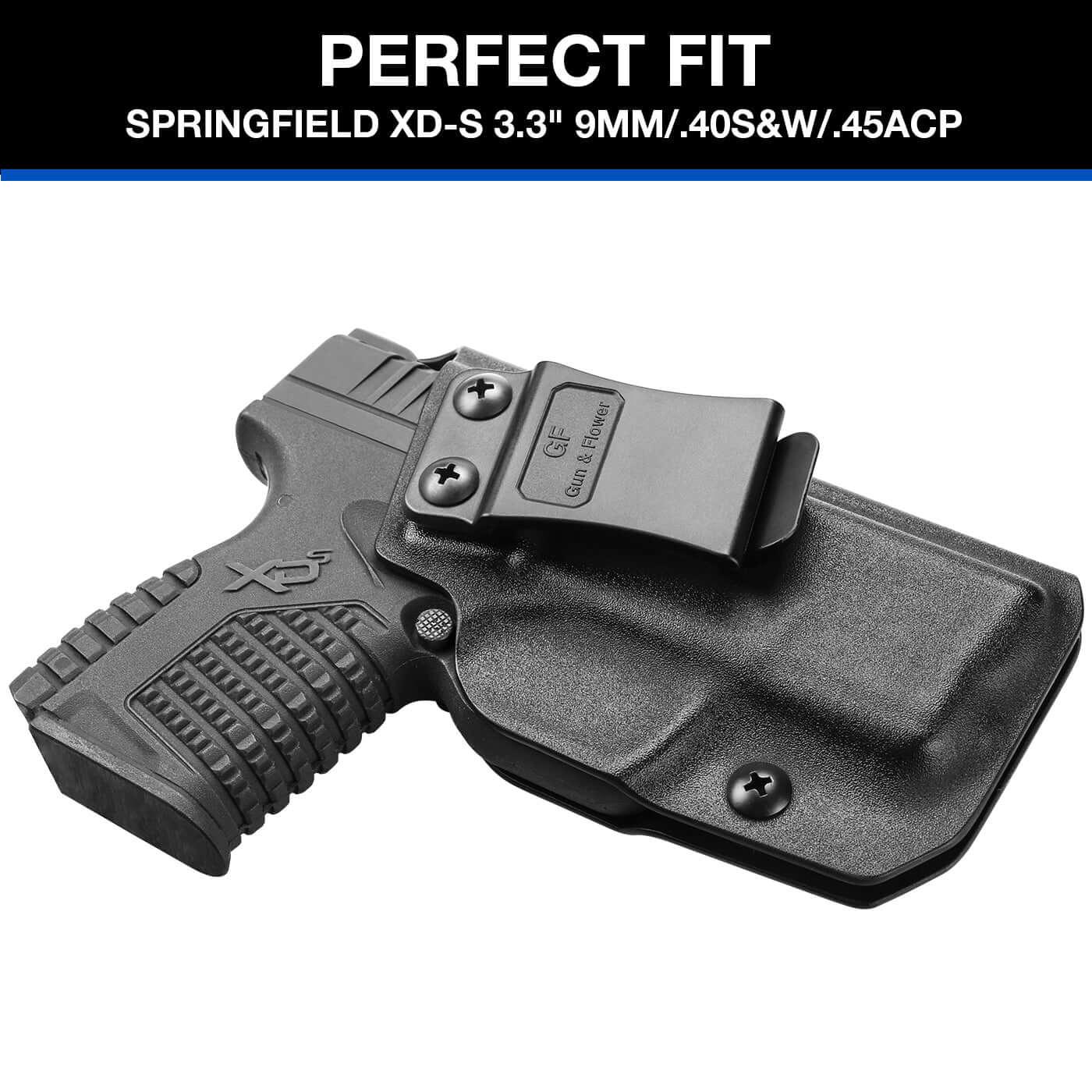 Kydex IWB Holster for Springfield XD-S XDS 3.3" 9mm/.40S&W/.45 ACP Appendix Cross Draw Concealed Carry Belt Clip Holsters | Gun & Flower Gun & Flower