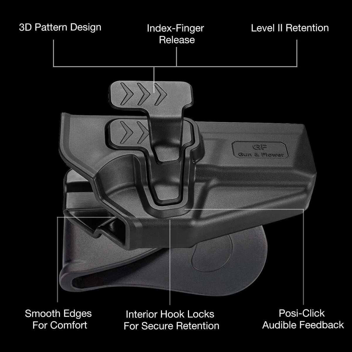 Springfield XD Level II Retention OWB Paddle Holster for 9mm/.40/.45ACP | Secure & Adjustable Gun & Flower