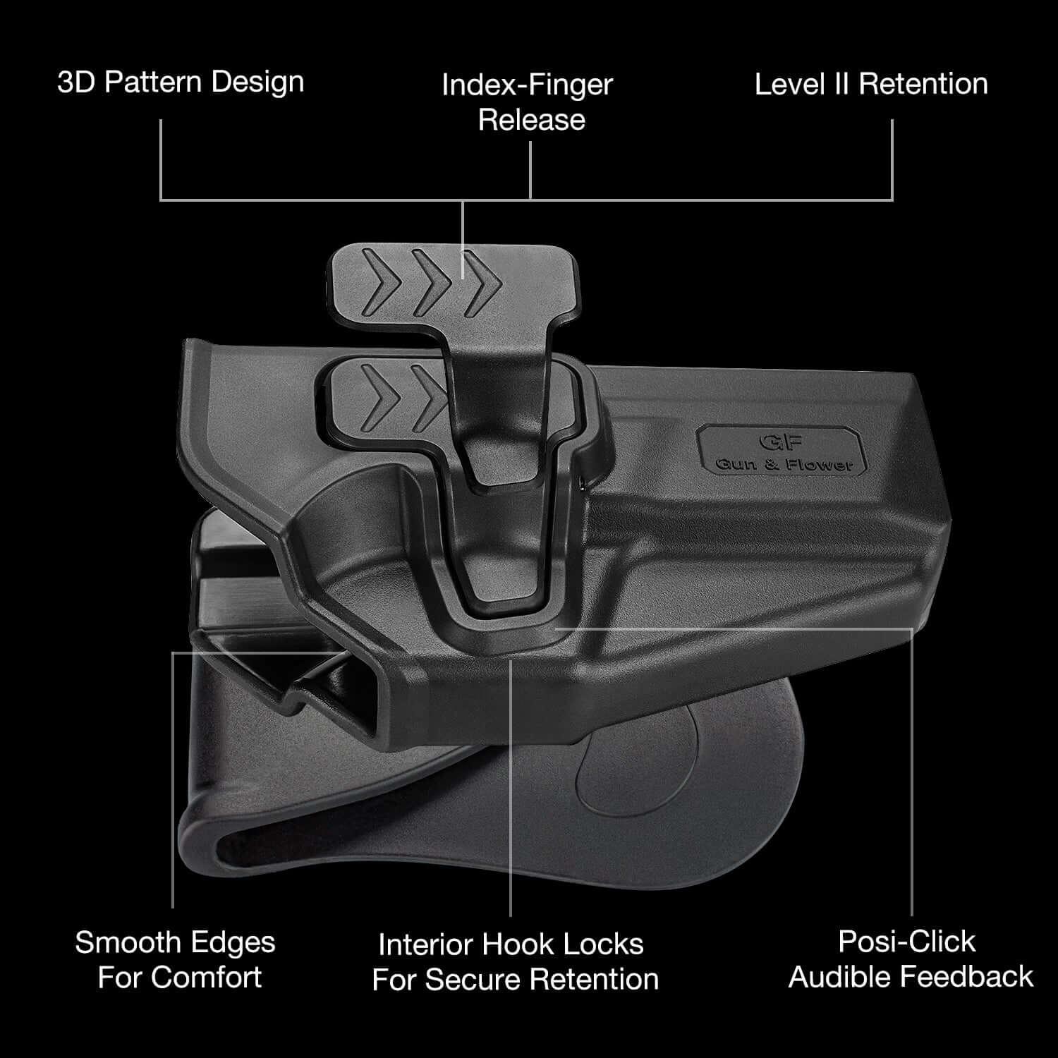 Springfield XD Level II Retention OWB Paddle Holster for 9mm/.40/.45ACP | Secure & Adjustable Gun & Flower