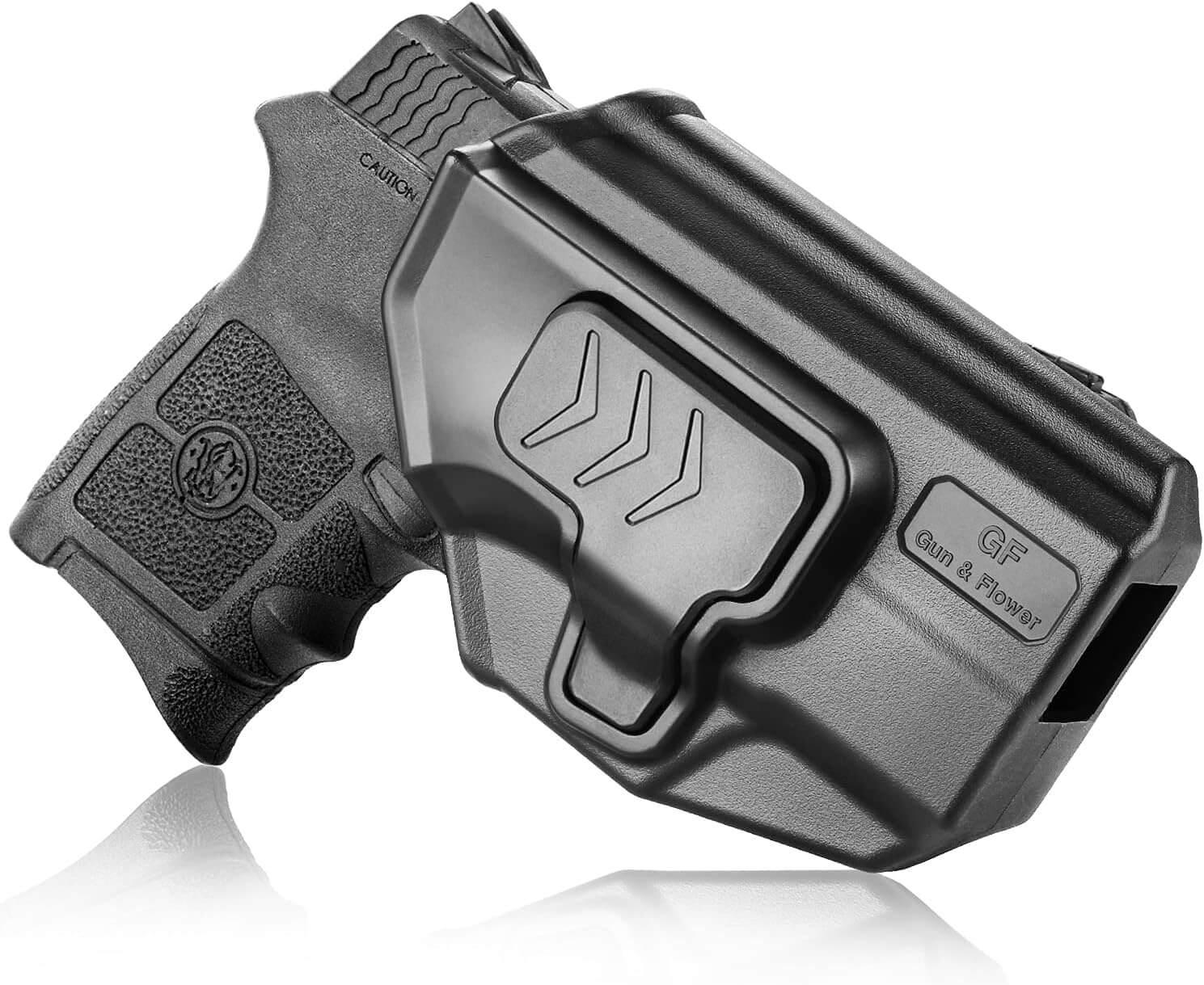 OWB Paddle Holster Index Finger Release for Smith & Wesson Bodyguard 380 Right Hand Gun & Flower