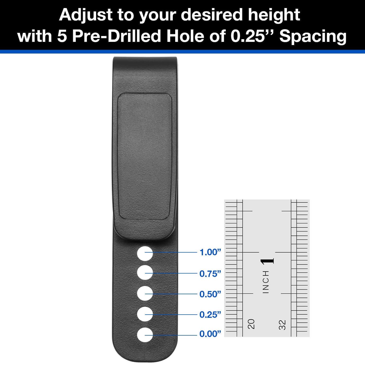 L-shape Holster Clips Grip Hook Fit 1.5'' & 1.75'' Belt - 5 Pre-Drilled Hole Tuckable Clip for Holster Knife Sheath Molle Webbing Gun & Flower