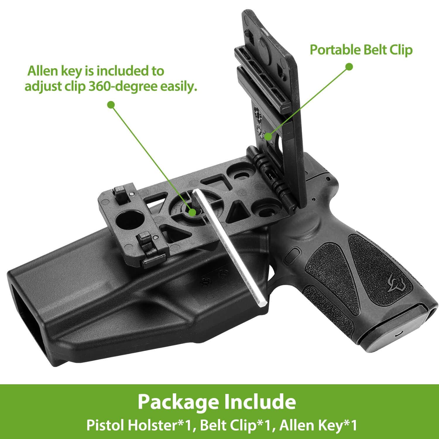 Taurus G3 OWB Polymer Holster with Belt Adapter Fit for Taurus G3 Pistol Level II Index Finger Release System | Gun & Flower Gun & Flower