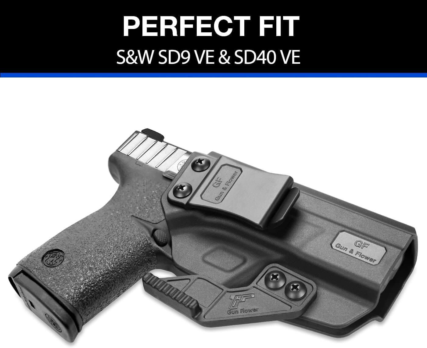 IWB Holster w/Claw for S&W SD9 VE & SD40 VE, Concealed Carry, Adjustable Cant & Retention Gun & Flower