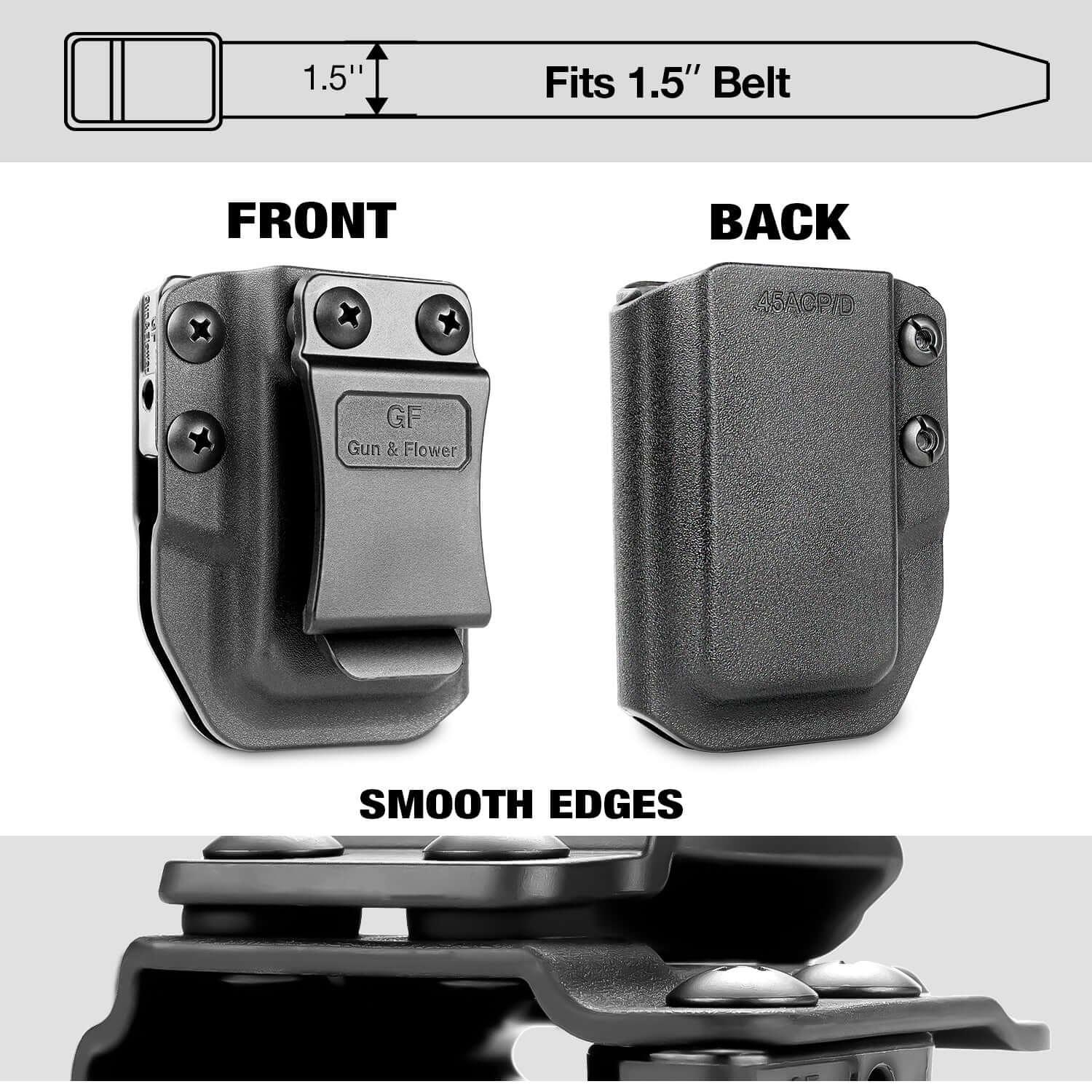 Mag Holster for 9mm/.40/ .45ACP/.380 Single/ Double Stack, Need to Select the One Matches Your Magazine Type| Gun & Flower Gun & Flower