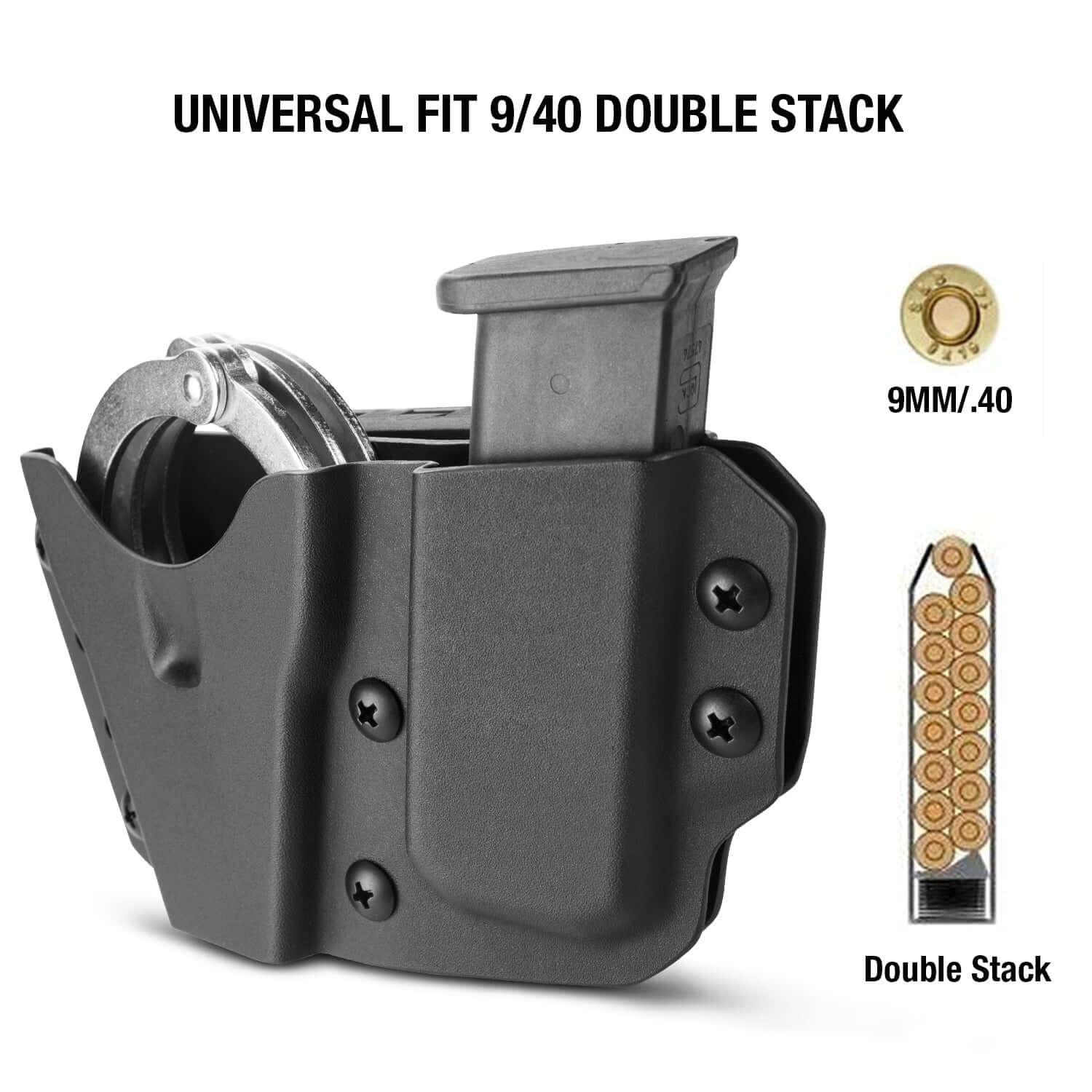 Kydex Handcuff & 9/.40 Double Stack Mag Holder Combo Gun & Flower