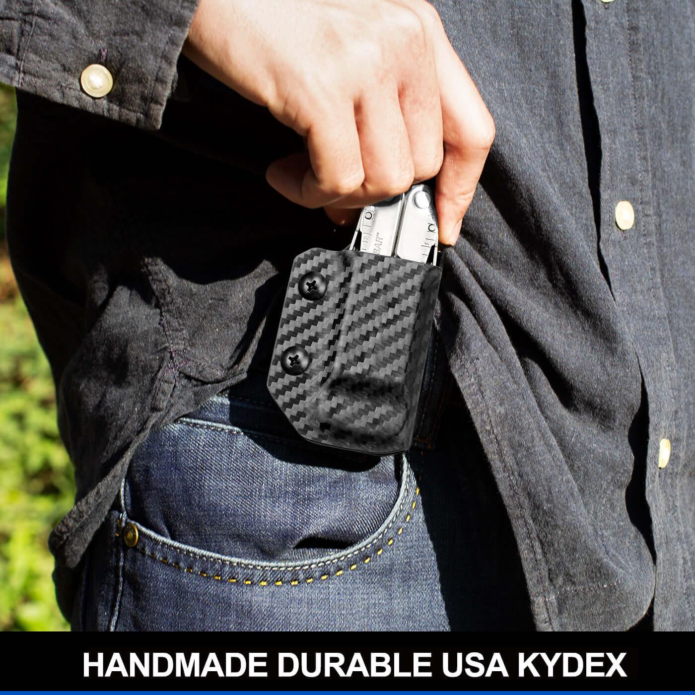Carbon Fiber Kydex Multitool Sheath for LEATHERMAN WAVE & WAVE + PLUS/REBAR/SURGE HEAVY/SKELETOOL Multi Tool Pouch Gun & Flower