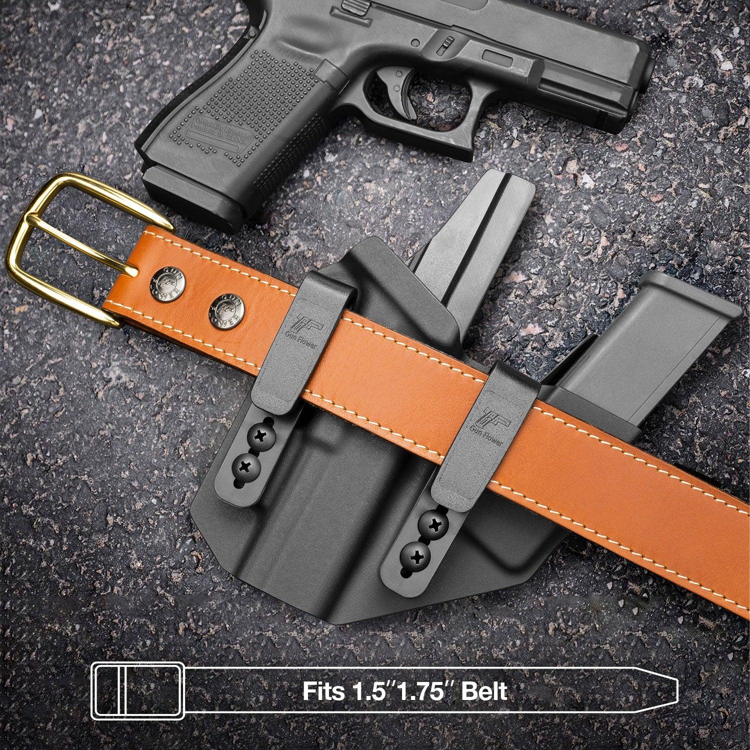 Sidecar Kydex Gun Holster Magazine Pouch for Glock 17 Gen3-5 G17 Gen4 MOS G17 Gen5 MOS G19 Gen3-5 G19 Gen4 MOS G19 Gen5 MOS G21 gen5 Glock 26 Gen3-5 G34 G19X G34 Gen5 G44 G45 MOS 9mm | Gun & Flower Gun & Flower