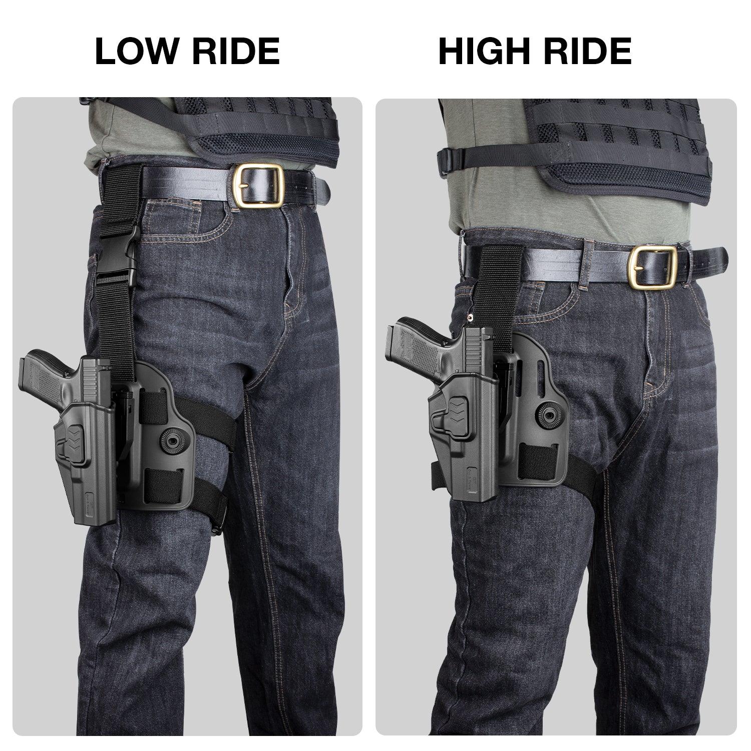 Drop Leg Holster with Level II Retention Index Finger Release OWB Drop Offset Thigh Holster for Glock 17 19 22 23 31 32 , Right Hand | Gun & Flower Gun & Flower