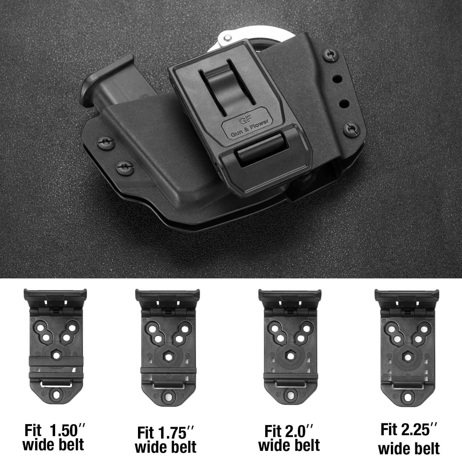 Kydex Handcuff & 9/.40 Double Stack Mag Holder Combo Gun & Flower