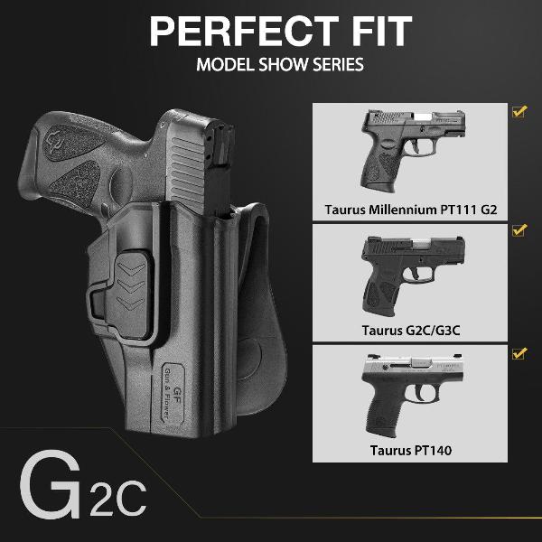 Taurus G2C Taurus G3C Taurus G3C TORO Taurus PT111 Millennium G2 Taurus PT140 Millennium G2 OWB Polymer Holster With 1 pcs Paddle and 1 pcs Molle Attachment Adapters | Gun & Flower Gun & Flower